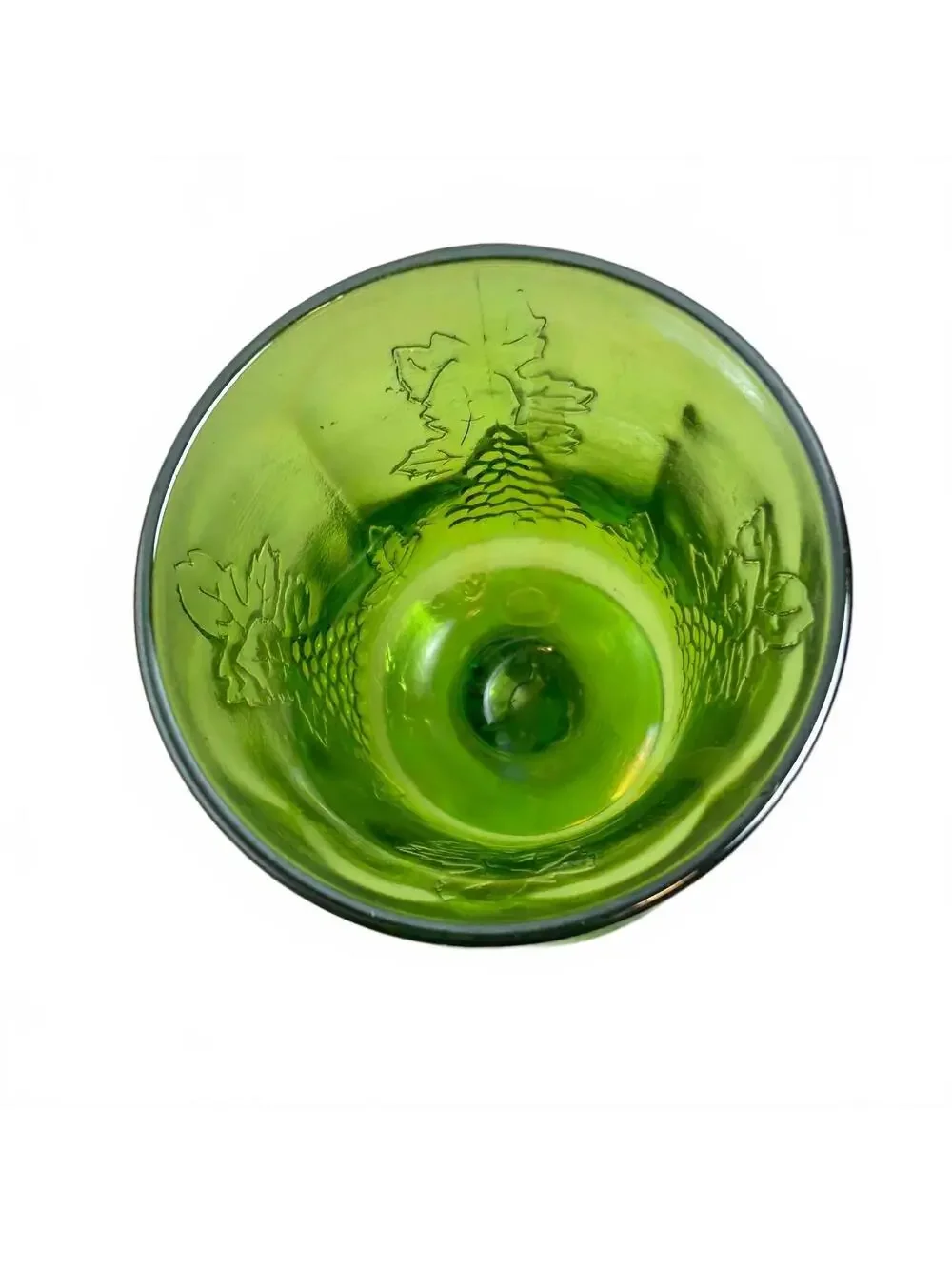 Vintage Indiana Green Iridescent Carnival Glass Goblet